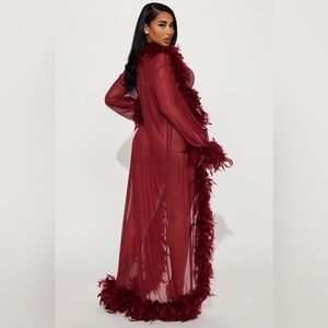 Venus Long Feather Sheer Mesh Robe